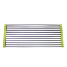 簡易餐具瀝乾水槽捲簾瀝水架 12管, 綠色, 1個