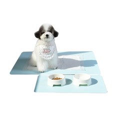 Eondeopet 寵物清潔墊 XL號+飼料碗, 天藍色, 1套