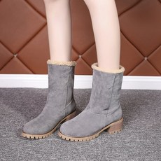 여성용 스타일리쉬 스웨이드 미디 털부츠