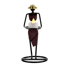 JHCompany 黃金奢華服務生雙手燭台, 紅色