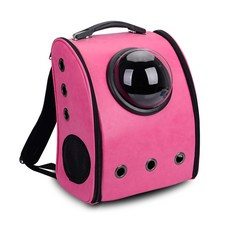 Healing Time 皮革寵物太空艙外出後背包, 粉紅色 (NH-3190)