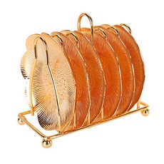 JHCompany 古董華麗花瓣鐵杯墊套組, 金子