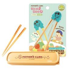MOTHER'S CORN 階段1孩童筷 S款+階段2孩童練習筷 M款+收納盒, 混色, 1組