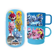 LE BARN 最強戰士迷你特攻隊圖案杯子餐具組, 混色, 杯子 2入+餐具盒