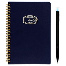KKOMKKOMI 金標圖案環狀筆記本+0.5mm原子筆組, 海軍藍