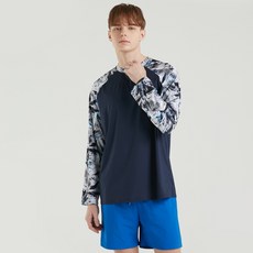 hmus 男款印花寬鬆長袖防曬上衣+海灘衝浪短褲