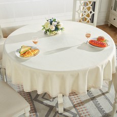 ALLUP HOME 簡約風格圓桌桌巾, 奶油色, 90厘米