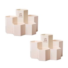 natureahn 5格蜂巢狀多功能收納筆筒, 象牙白, 2個