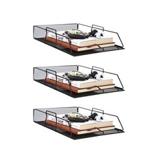 GUNU 可堆疊式網狀文件收納盒 3入, 黑色, 1層