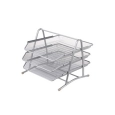 GUNU 스탠드 3층 파일 정리 서류함, 실버, 3단