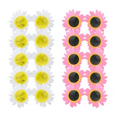 市集感性 生日派對眼鏡 花朵 2款 x 5入, 白色(黃色鏡片), 粉紅色(黑色鏡片), 1套