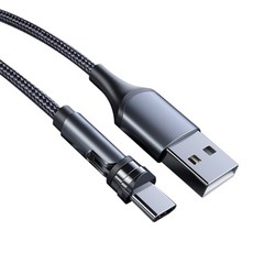 아이엠듀 C타입 고속 충전 회전형 자석 마그네틱 케이블 M4, 다크그레이, 1개, 200cm