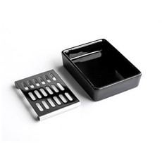 아토소 도자스텐 비누 받침대 디쉬 + 트레이 세트, 디쉬(흑자), 트레이(실버), 1세트