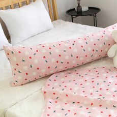 莓果兔子圖案涼爽身體抱枕, 粉色的