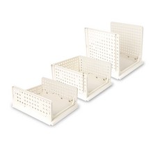 키친앤홈 국산 접이식 슬라이딩 리빙박스 중 + 대 + 특대, 화이트, 1세트