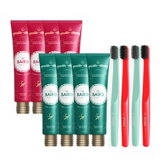 BAIRD 早安呼吸護理牙膏 100ml 4p + 晚安牙齦護理牙膏 100ml 4p + 牙刷 4p, 1套