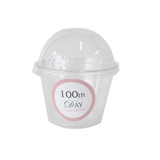 透明圓頂鬆餅杯小 100p+100 天貼紙淡粉色 100p 套組, 1套