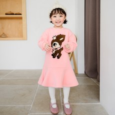 Lala Amang 女童款毛茸茸皇冠小鹿連身裙