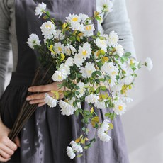 미스모네 조화 흘러내리는 미니 소국 가지, E 화이트, 1개