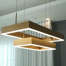 LED方形2層吊燈 白光 4000K, 棕色