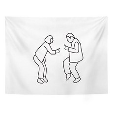 Market A 黑色素描白色掛毯, 1888跳舞