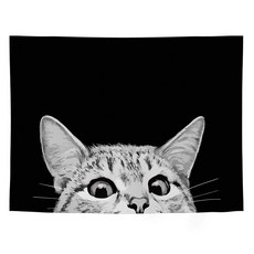 Market A 貓咪印花彩色掛毯, 151黑貓