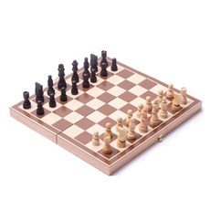 原木折疊式西洋棋 一般型 中型, 混色, 1個