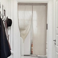 棉花布藝窗簾 + 伸縮桿套組, 卡其色