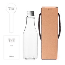 荷蘭瓶透明銀蓋200ml AR200+貼紙包裝套組簡約文字奶茶S, 10組