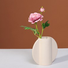 JH Company 幾何寬手把花瓶, 奶油色