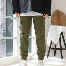 BIGSIZECLUB 素色水洗束口工裝褲