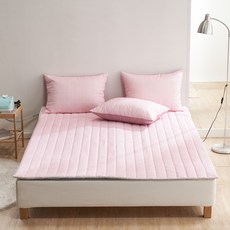 monshare 簡約羅紋床包組, 粉色