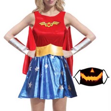 스투피드 할로윈 슈퍼우먼 의상 + 호박마스크 세트