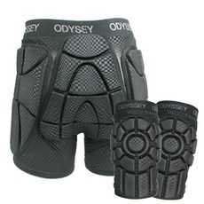 Odyssey滑雪板用RB臀部保護帶+護膝 2入組, 黑色的