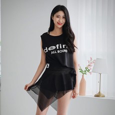 코러스라인 힙커버업 솔리드 시스루 랩스커트