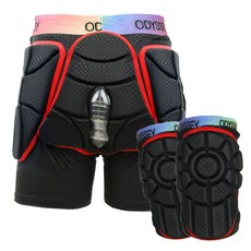 奧德賽滑雪板高端護臀+護膝2p套組, 黑色的