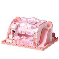 핑크 2층침대 DIY 미니어처 하우스, 혼합색상, 1개