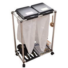 HOMESWELL 質感風格分類垃圾支架, 黑色, 2P