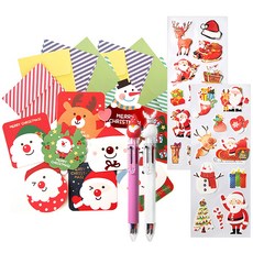 2Youngdesign 聖誕卡9款組 + 6色原子筆 2入 + 長條裝飾貼紙 2入, 隨機出貨, 1個