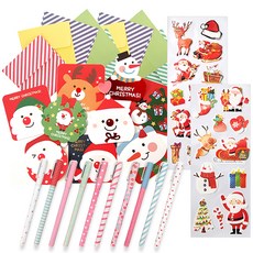 2Youngdesign 聖誕賀卡 9 件套 + 彩色中性筆 10 件套 + 長裝飾貼紙 2p, 隨機發貨, 1個