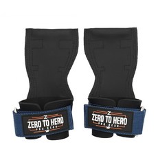 제로투히어로 리프팅 프로 그립 일체형 헬스 스트랩, 1세트, BLUE