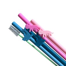 EEeEK 艾克 可重複使用矽膠吸管 貓咪2款 + 鯊魚2款 + 清潔刷, 1套, 混色