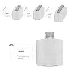 寬版扁平PET瓶 250ml + 銀色瓶蓋 + 經典冷萃貼紙組, 14套