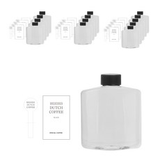 寬版扁平PET瓶 + 黑色瓶蓋 + 冰滴咖啡貼紙S套組, 14套, 250ml