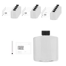 寬版扁平PET瓶 250ml + 黑色瓶蓋 + 黑色冰滴咖啡貼紙組, 14套