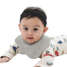 AVAUMA 雲朵形圍兜+交叉髮帶, 黑色+灰色, 1組