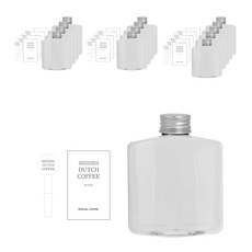 寬版扁平PET瓶 250ml + 銀色蓋 + 冰滴咖啡貼紙 S套組, 14套
