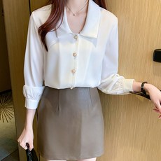 POPLARNC 褶飾珍珠鈕扣襯衫