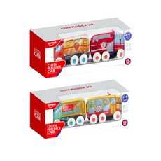 遊樂場軟布迴力汽車巴士卡車玩具 huanhe0242, 混色