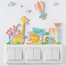 I Love Home動物仙人掌燈開關貼紙, 童話村